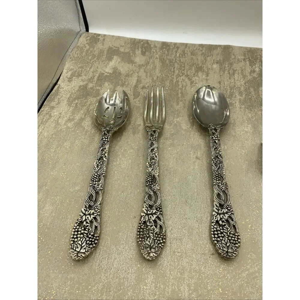 Godinger Made for Neiman Marcus, Grapevine Silver Plated 3 Piece Serving Set 9”